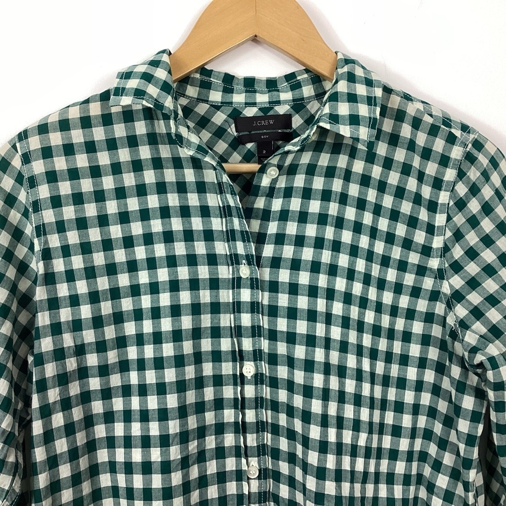 J. Crew Classic Fit Boy Shirt In Crinkle Gingham Size 2 - Picture 3 of 10